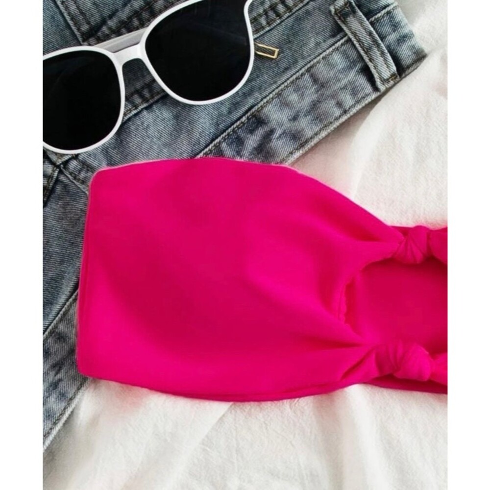 Shein Bikini Women’s L Hot Pink Bandeau Top & High Cut Bottom 2 Piece OC3A - Picture 7 of 7